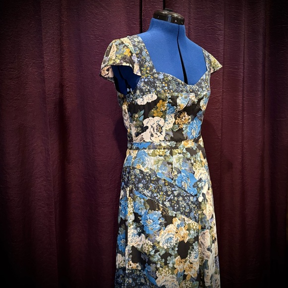 FREE PEOPLE Blue La Fleur Maxi Dress with Floral Patchwork (8) - Picture 3 of 11